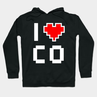 I Love CO - Pixel heart for Colorado gamer Hoodie